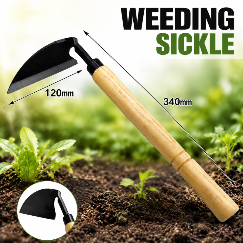 Garden Hand Trowel - Серп для прополки с деревянной рукояткой,