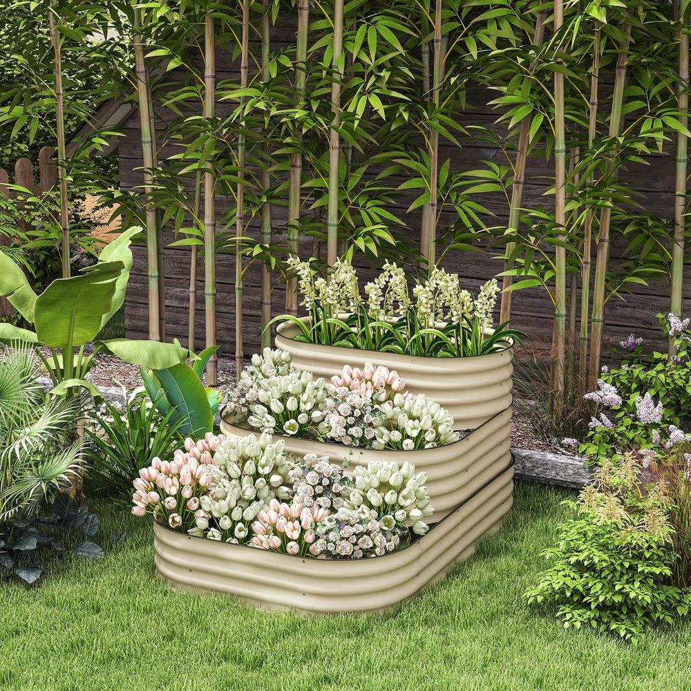 Трехуровневая стальная грядка  – обзор и цена Raised Bed Planter Box